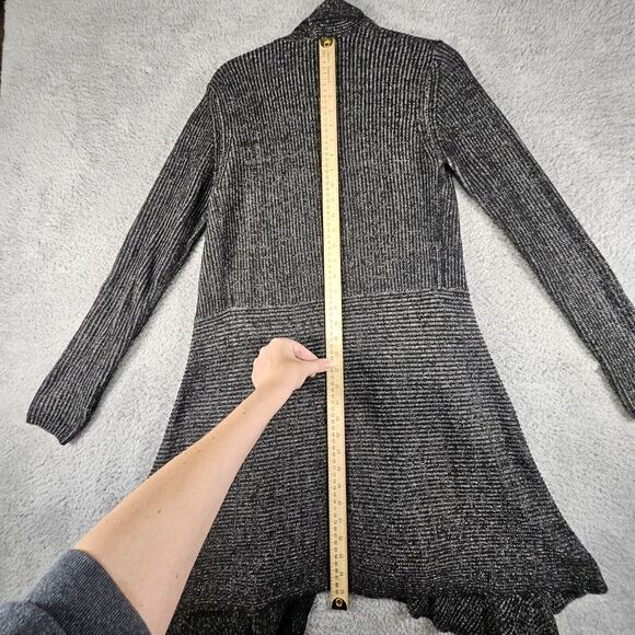 Cabi Cloak Cardigan Womens M Duster Knit Black Gray Open Front Sweater Lagenlook - Picture 6 of 9